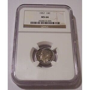 1957 Roosevelt Dime MS66 NGC Toned